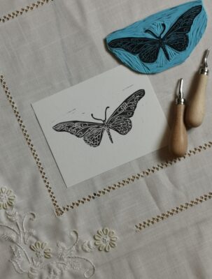 Schmetterlinge Linolschnitt